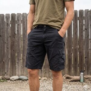 Prana Zion Shorts Mens 30 Black Hiking Cargo Adjustable Belt Ventilated Gorpcore